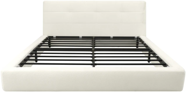 Alt view image 6 of 7 - King Size Compression Bed Upholstered Bed Frame with Headboard, Vacuum Sealed Foam with Metal Slats Box Spring Needed