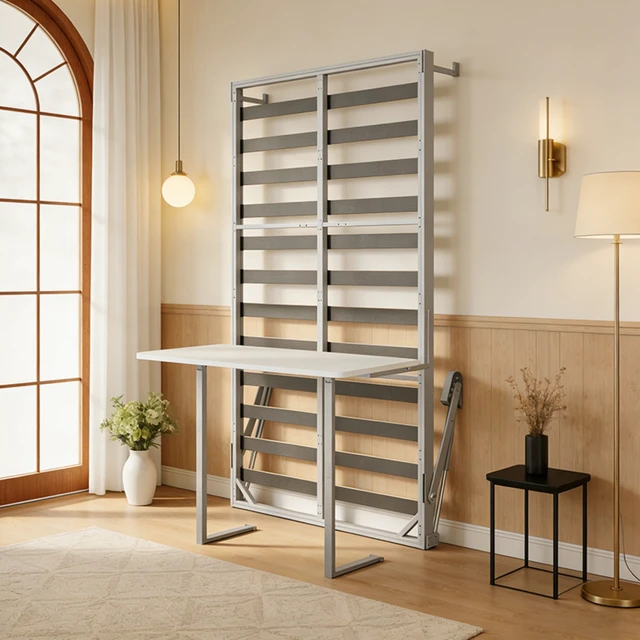 Alt view image 5 of 7 - DIY Cabinet and Bed Frame, Inchx62.6 Inch Desk Panel White Panel and Desk Frame, White Gray, Metal, Particle Board