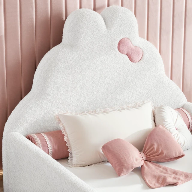 Alt view image 5 of 7 - Twin Size Upholstered Floor Bed, Low 001e Ground Floor Bed Soft Padded Upholstered Kids Safe Children Frame