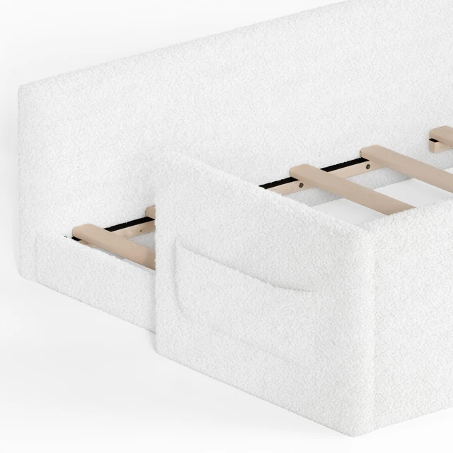 Alt view image 7 of 7 - Twin Size Upholstered Floor Bed, Low 001e Ground Floor Bed Soft Padded Upholstered Kids Safe Children Frame