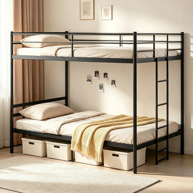 Main image of Full Over Full Metal Bunk Bed, Heavy Duty Bunk Bed Frame with High Weight Capacity 770 LBS Safety Guardrail