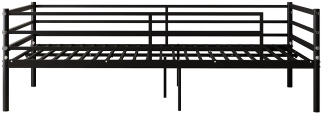 Alt view image 5 of 7 - Twin Size Metal Bed Frame for Kids, Low Profile Platform Bed with Surrounding Guardrails and Metal Slats Box Spring