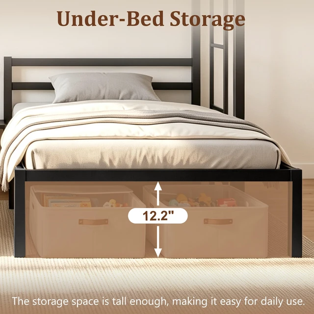 Alt view image 4 of 7 - Triple Bunk Bed Frame Twin Over Twin and Heavy Duty Metal Loft Bed for Kids Teens Adults Space Saving T-Shaped