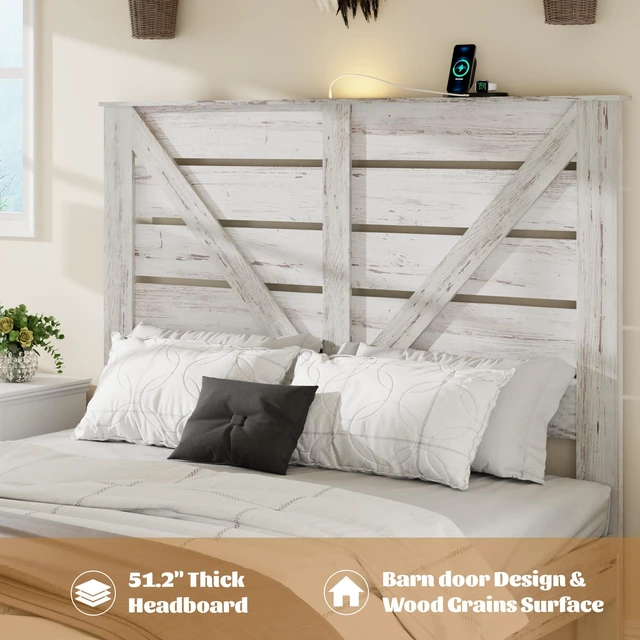 Alt view image 4 of 7 - Full Bed Frame Headboard, Platform Bed Frame Noise Box Spring Needed and Easy Assembly Tool Large Under Storage, White
