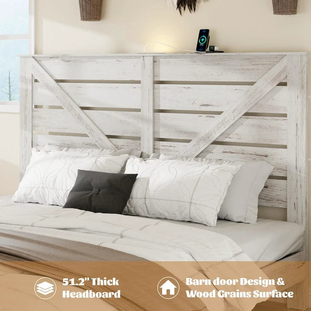 Alt view image 5 of 7 - King Bed Frame Headboard, Platform Bed Frame Noise Box Spring Needed and Easy Assembly Tool Large Under Storage, White