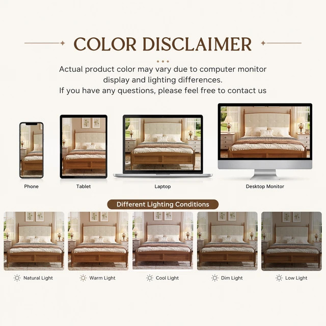 Alt view image 5 of 7 - Queen Size Bed Frame in Walnut Finish, Spindle Platform Bed Supported, Walnut Brown, MDF and Metal, Beds Frames Bases