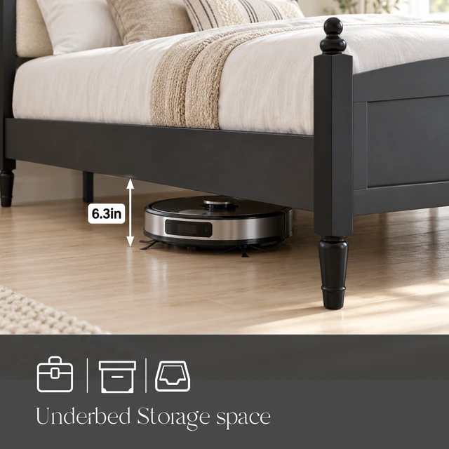Alt view image 6 of 7 - Queen Size Easy Assembly Upholstered Platform Bed Frame with Soft Padded Headboard, Noise Metal Support, Beige Black