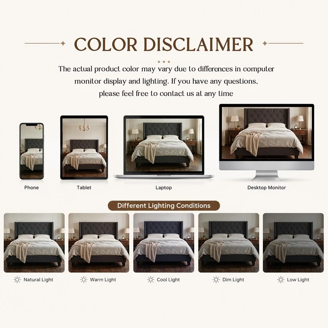 Alt view image 6 of 7 - Queen Size Platform Bed Frame with Tufted Velvet Headboard, Upholstered Bed with Slat Support Box Spring Needed Noise