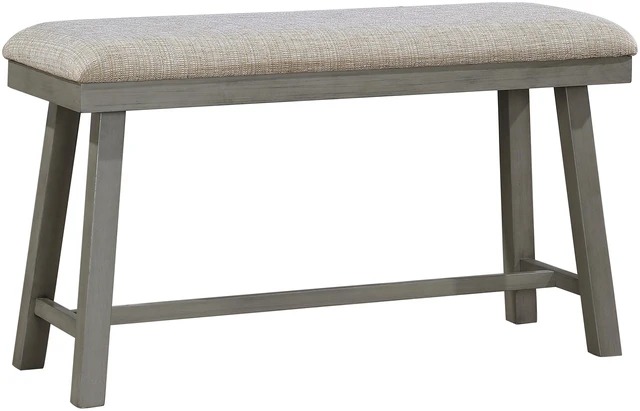 Main image of Gray Finish Counter Height Bench Foam Cushioned Seat Design Kitchen Dining Furniture 1 pc, Light Gray, Wood, Benches