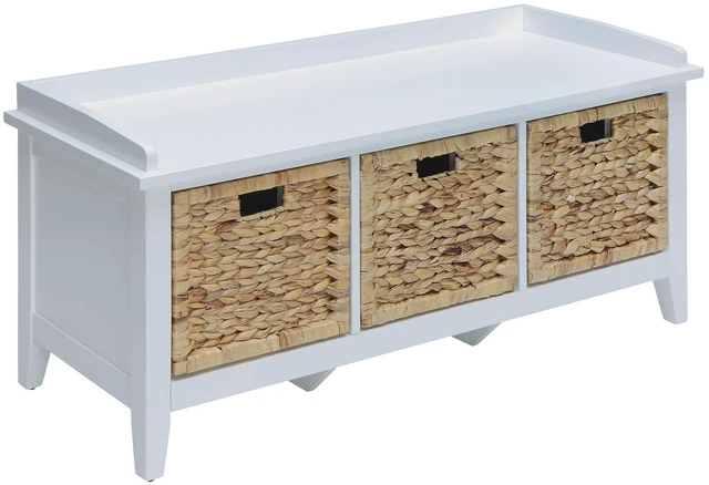 Main image of Bench with 3 Drawer, Beige, Wood, Benches Stools
