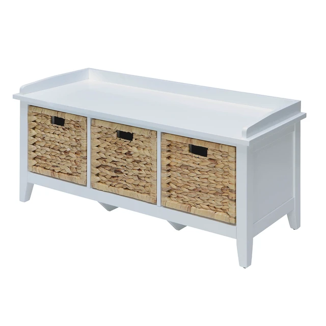 Alt view image 2 of 5 - Bench with 3 Drawer, Beige, Wood, Benches Stools