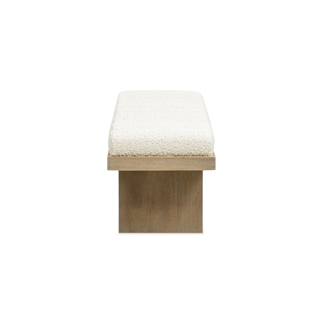 Alt view image 6 of 7 - Bella 52 Inch Upholstered Accent Bench, Boucle, Ivory White, Benches Stools