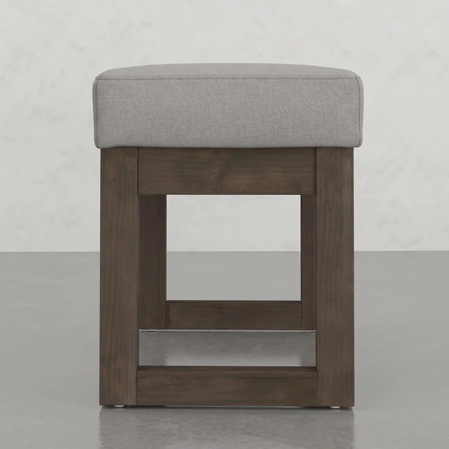Alt view image 3 of 6 - Small Footstool Ottoman Bench, Gray, Pine, Benches Stools
