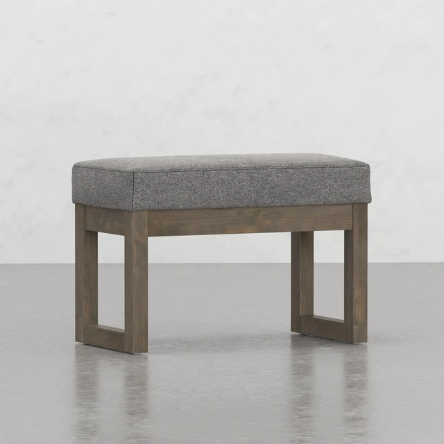 Alt view image 4 of 7 - Small Footstool Ottoman Bench, Grey, Pine, Benches Stools