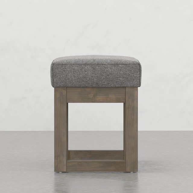 Alt view image 3 of 7 - Small Footstool Ottoman Bench, Grey, Pine, Benches Stools