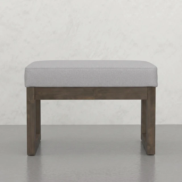 Alt view image 2 of 6 - Small Footstool Ottoman Bench, Gray, Pine, Benches Stools