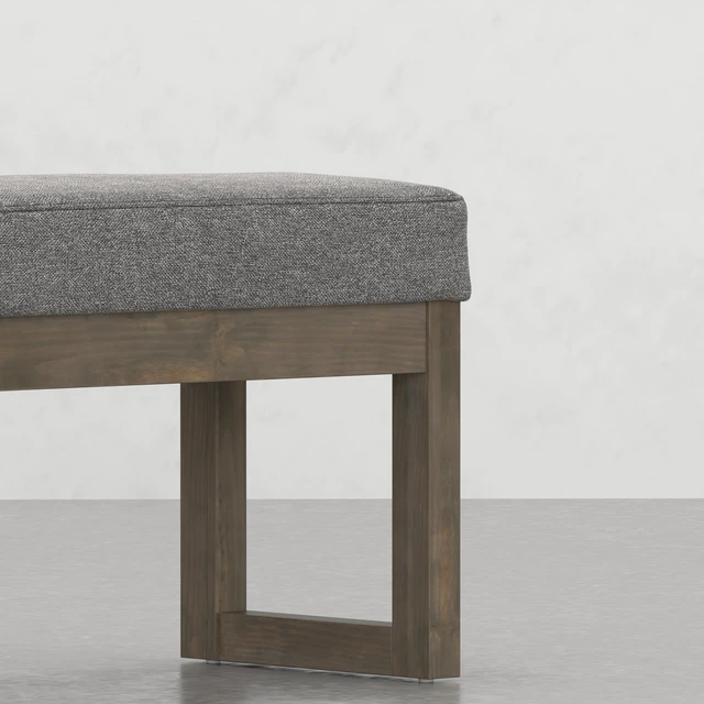 Alt view image 7 of 7 - Small Footstool Ottoman Bench, Grey, Pine, Benches Stools