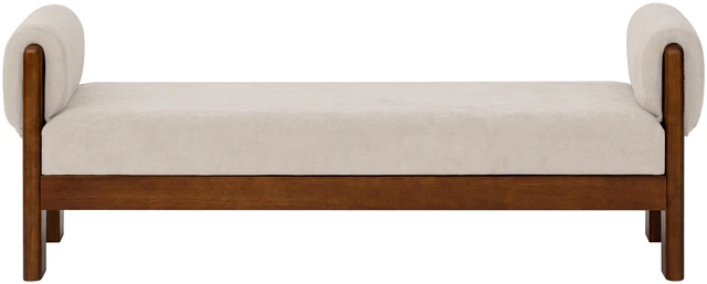 Alt view image 3 of 7 - 63 Inch Upholstered Accent Ottoman Bench, Mid-Century Solid Wood Frame Decorative End Bed Bench Soft Textured Fabric