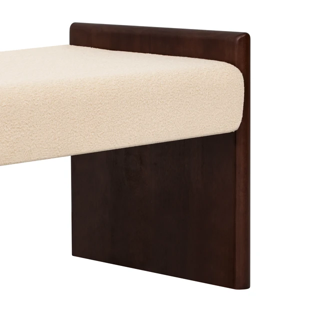 Alt view image 4 of 7 - 63 Inch Boucle Upholstered Decorative Ottoman Bench, Solid Rubber Side Panel Frame Accent Bench Long Ottoman for Bed