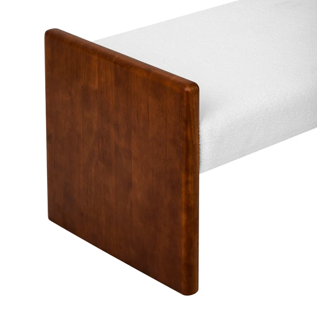 Alt view image 3 of 6 - 63 Inch Boucle Upholstered Decorative Ottoman Bench, Solid Rubber Side Panel Frame Accent Bench Long Ottoman for Bed
