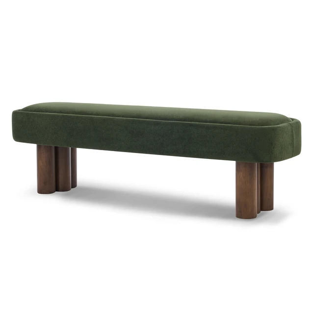 Alt view image 6 of 7 - Indoor Green Fabric Dining Bench with Color Legs, Upholstered Seating for Kitchen Dining and Living Space 250 LBS