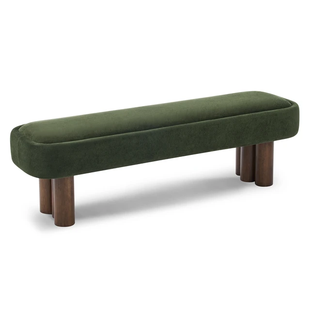 Alt view image 7 of 7 - Indoor Green Fabric Dining Bench with Color Legs, Upholstered Seating for Kitchen Dining and Living Space 250 LBS