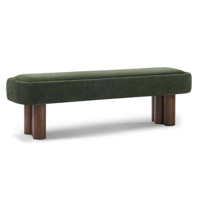 Alt view image 4 of 7 - Indoor Green Fabric Dining Bench with Color Legs, Upholstered Seating for Kitchen Dining and Living Space 250 LBS