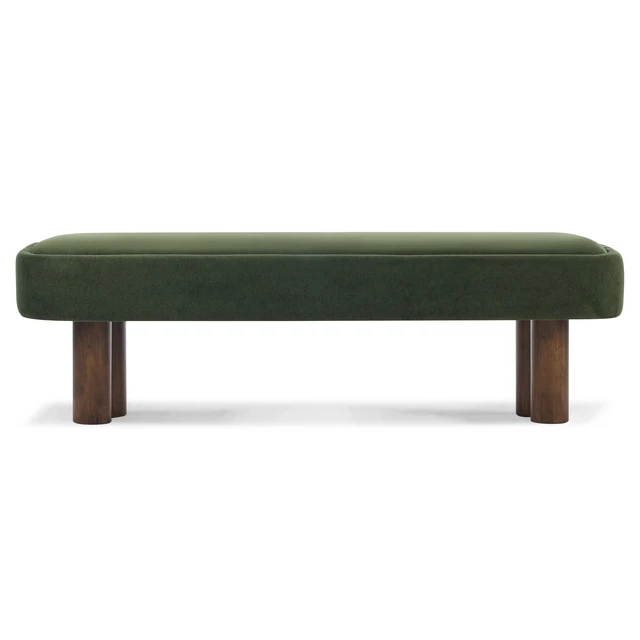 Alt view image 5 of 7 - Indoor Green Fabric Dining Bench with Color Legs, Upholstered Seating for Kitchen Dining and Living Space 250 LBS
