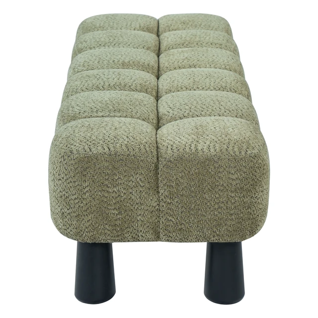 Alt view image 7 of 7 - 62.6 Inch Upholstered Bench Ottoman, Plywood and Rubberwood Frame End Bed Bench Holds 350 LBS, Green, Fabric, Plywood