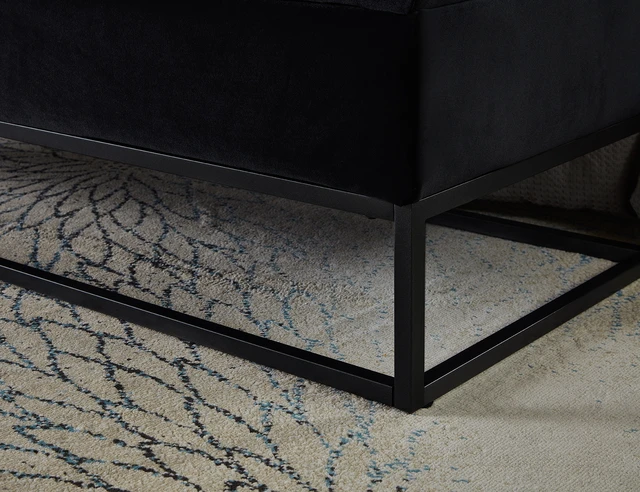 Alt view image 4 of 7 - 58.6 Inch Bed Bench Metal Base with Storage Velvet, Black, Benches Stools