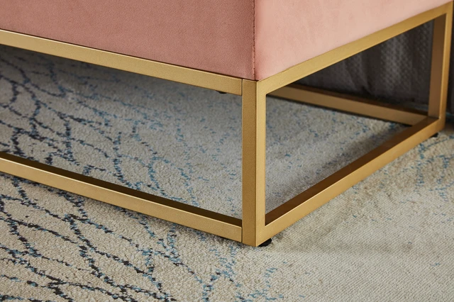 Alt view image 5 of 7 - 58.6 Inch Bed Bench Metal Base with Storage Velvet, Pink, Benches Stools