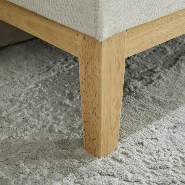 Alt view image 7 of 7 - 63 Inch Wide Upholstered Chenille Accent End Bed Bench Ottoman with Nature Finished Rubberwood Legs, Tufted Footstool
