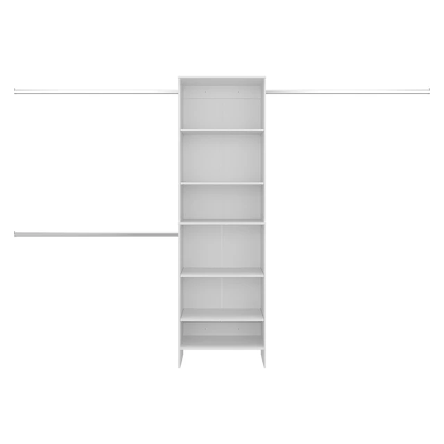 Alt view image 6 of 7 - Nolan Walk in Closet System with Shelves and Hanging Rods, Storage Organizer, White, Particle Board, Dressers Chests