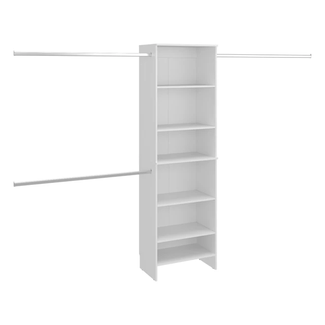 Alt view image 7 of 7 - Nolan Walk in Closet System with Shelves and Hanging Rods, Storage Organizer, White, Particle Board, Dressers Chests