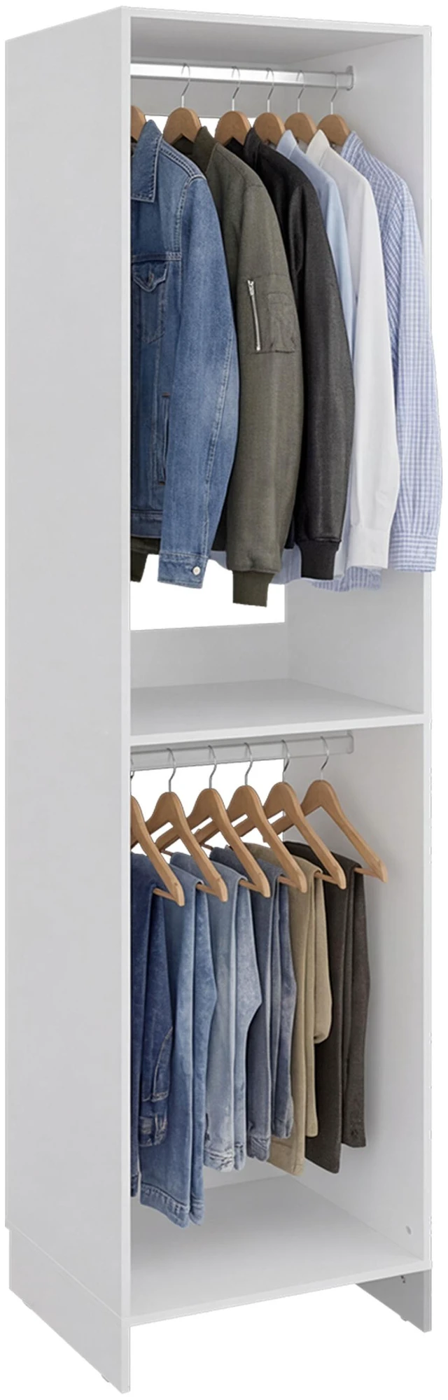 Alt view image 3 of 7 - Napa Freestanding Closet Organizer with Hanging Rods and Storage Shelves, White, Particle Board, Dressers Chests