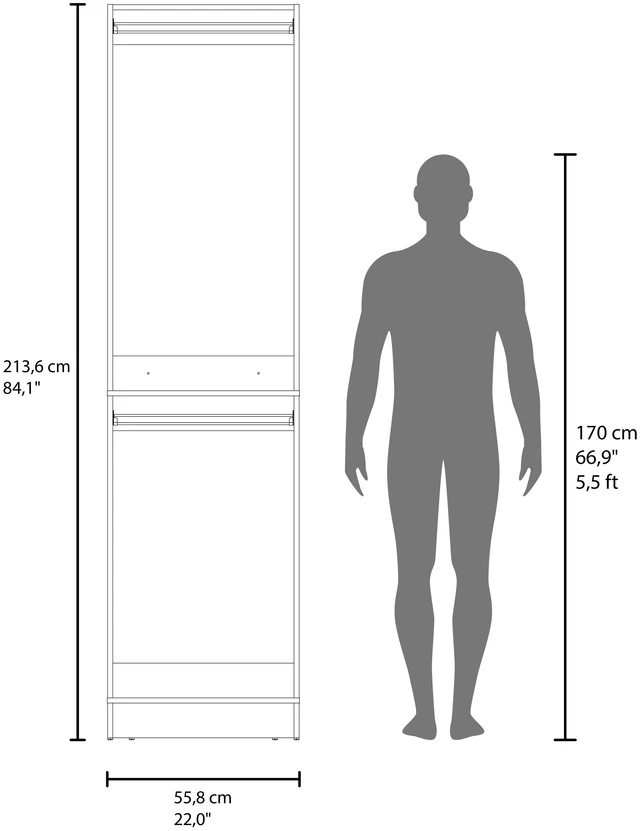 Alt view image 4 of 7 - Napa Freestanding Closet Organizer with Hanging Rods and Storage Shelves, White, Particle Board, Dressers Chests