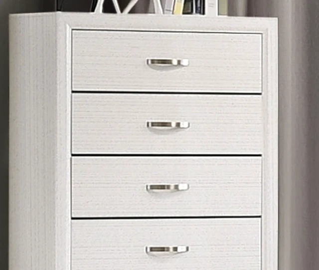 Alt view image 3 of 7 - 1 pc Chest Two Tone Design Wooden Legs Nickel Bar Pulls White Finish Furniture, Engineered Wood and Paper, Dressers