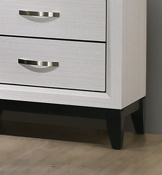 Alt view image 4 of 7 - 1 pc Chest Two Tone Design Wooden Legs Nickel Bar Pulls White Finish Furniture, Engineered Wood and Paper, Dressers