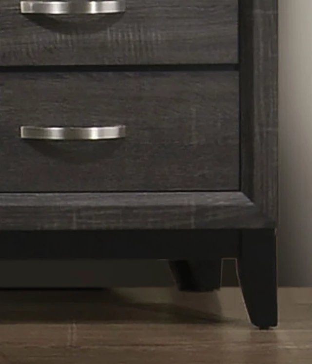 Alt view image 4 of 7 - 1 pc Chest Two Tone Design Wooden Legs Nickel Bar Pulls Gray Finish Furniture, Engineered Wood and Paper, Dressers