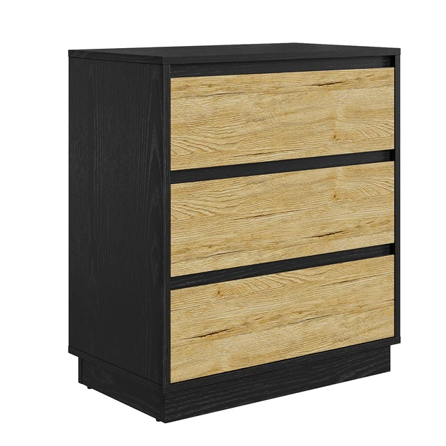 Alt view image 7 of 7 - Large Nightstand, Tall End Table with 3 Drawers Large Bedside Table with Hidden Pull-Out System Nightstand for Study