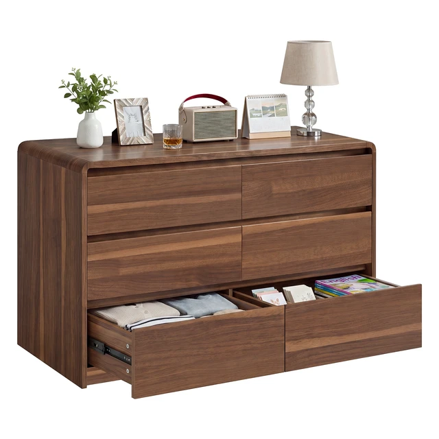 Alt view image 4 of 7 - Dresser, 6 Drawer Dresser with Spacious Countertop Storage Cabinet with Concealed Handles and Rounded Corner Design