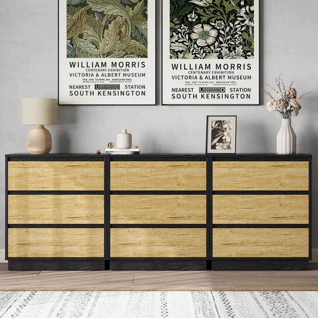 Alt view image 6 of 7 - Large Nightstand, Tall End Table with 3 Drawers Large Bedside Table with Hidden Pull-Out System Nightstand for Study