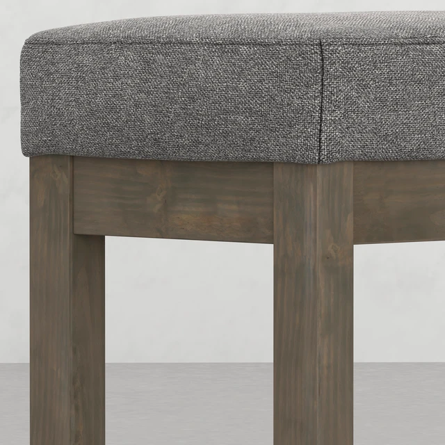 Alt view image 2 of 7 - Small Footstool Ottoman Bench, Grey, Pine, Benches Stools