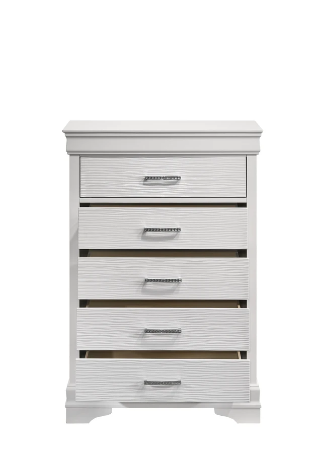 Alt view image 3 of 5 - 5 Drawers Chest Made, White, Wood, Dressers Chests Wardrobes