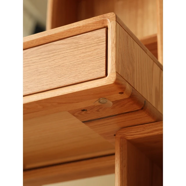 Alt view image 5 of 6 - Dresser Table Dresser Solid Oak Table Desk Top Compact Accessories Storage Width 90 cm Storage Drawer, Solid Wood