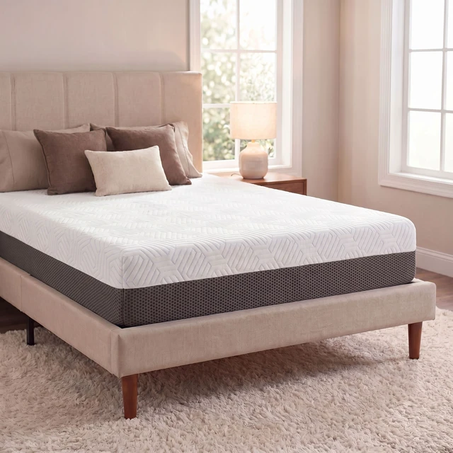 Alt view image 2 of 7 - 8 Inch King Firm Gel Memory Foam Mattress with Temperature Regulating Cover, Grey White, Mattresses