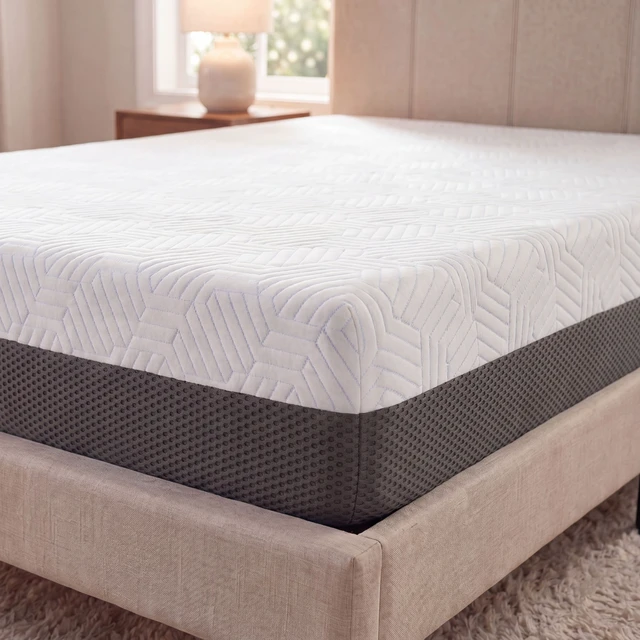 Alt view image 5 of 7 - 8 Inch King Firm Gel Memory Foam Mattress with Temperature Regulating Cover, Grey White, Mattresses