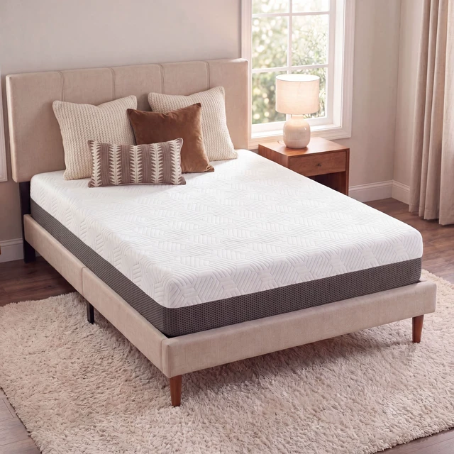 Alt view image 7 of 7 - 8 Inch King Firm Gel Memory Foam Mattress with Temperature Regulating Cover, Grey White, Mattresses