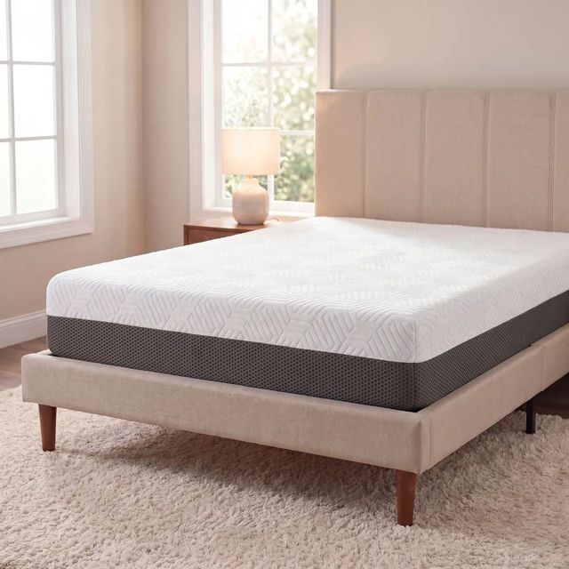 Alt view image 6 of 7 - 8 Inch King Firm Gel Memory Foam Mattress with Temperature Regulating Cover, Grey White, Mattresses