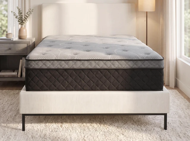 Main image of Hybrid 12 Inch Medium Firm Twin Mattress with Pocketed Coil System, Black Gray, Foam and Spring, Mattresses